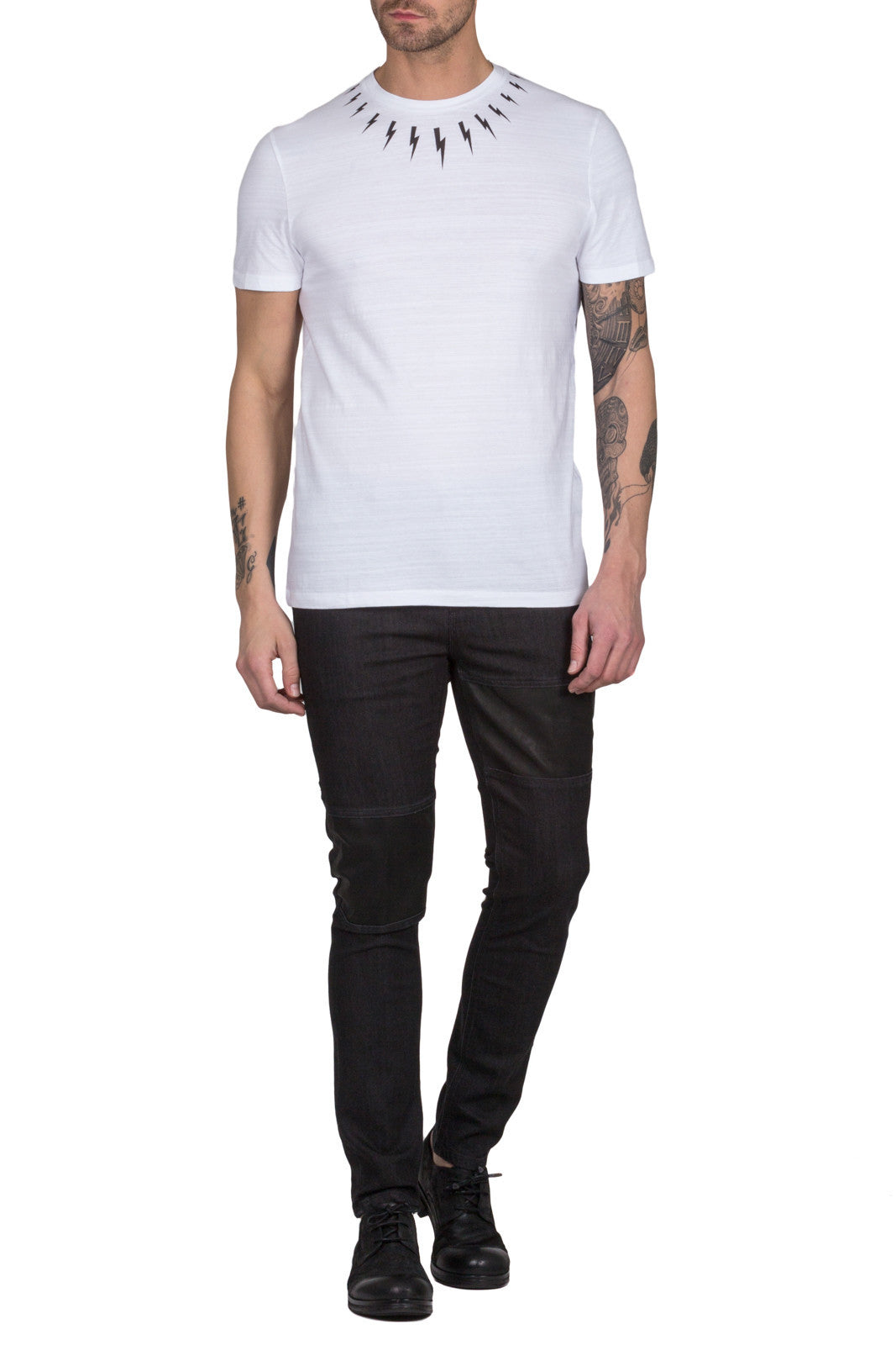 Leather Patched Super Skinny Jeans