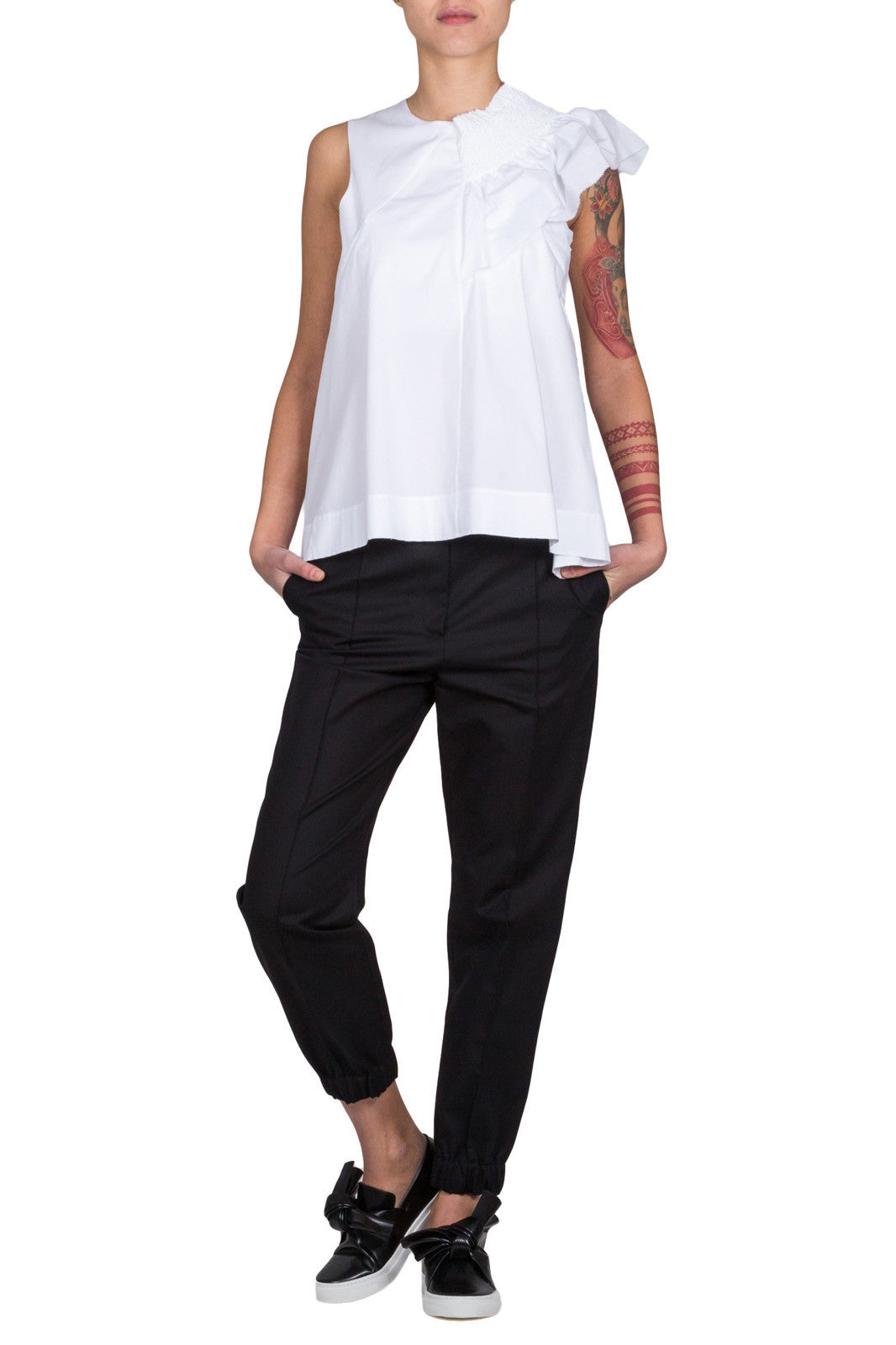Smock Embroidery Asymmetric Top