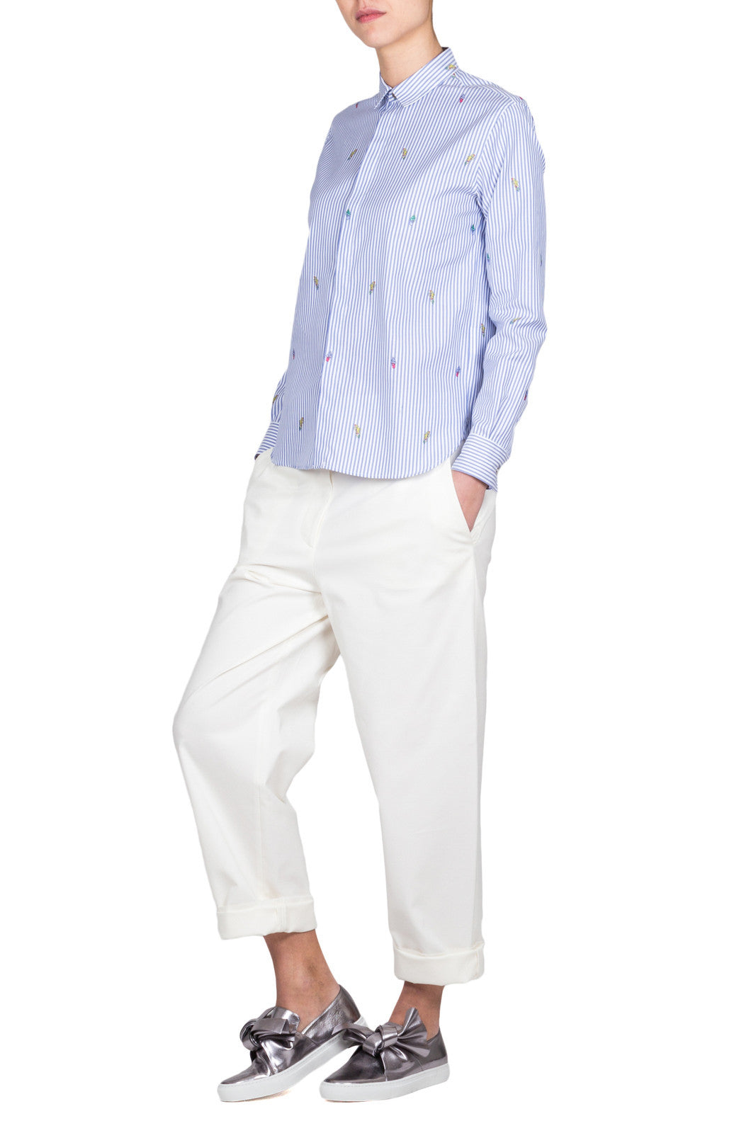 Stripped Cartoon Motifs Shirt