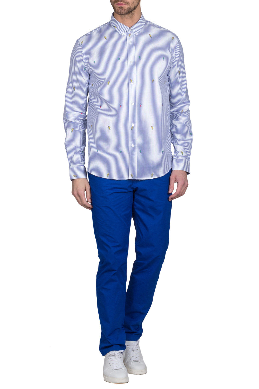 Casual Fit Cartoon Striped Shirt